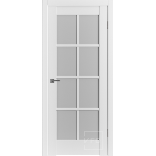 Межкомнатная дверь VFD ER1 Ice White Cloud со стеклом Серия Emalex