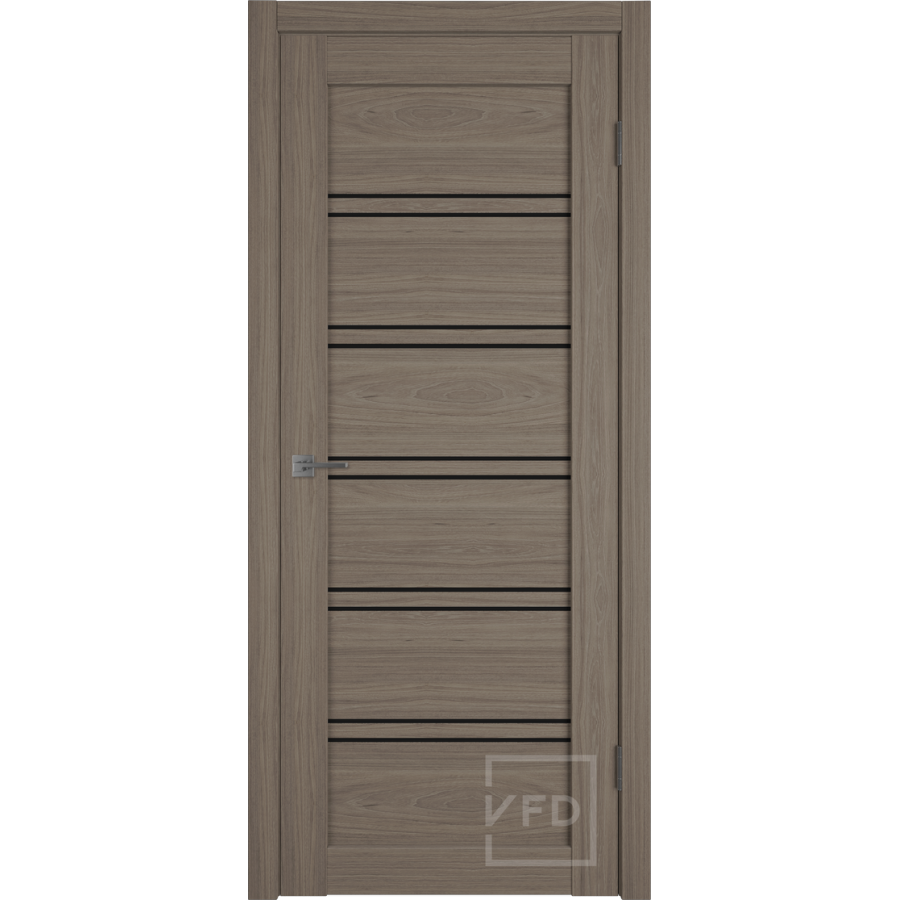 Межкомнатная дверь VFD Atum Pro 28  Brun Oak  Black Gloss со стеклом Серия Atum Pro