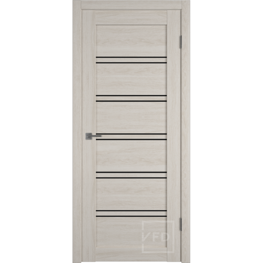 Межкомнатная дверь VFD Atum Pro 28  Scansom Oak  Black Gloss со стеклом Серия Atum Pro