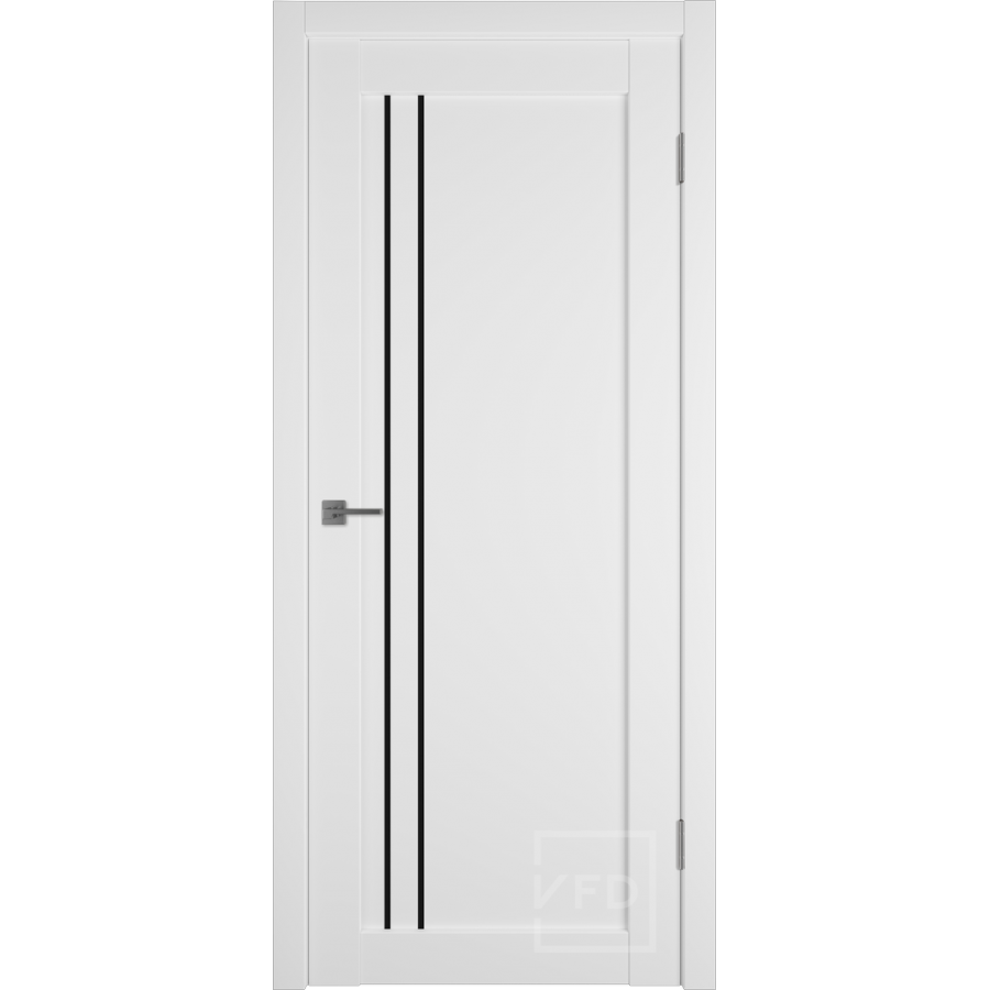 Межкомнатная дверь VFD Emalex 33  Ice  Black Gloss со стеклом Серия Emalex Modern