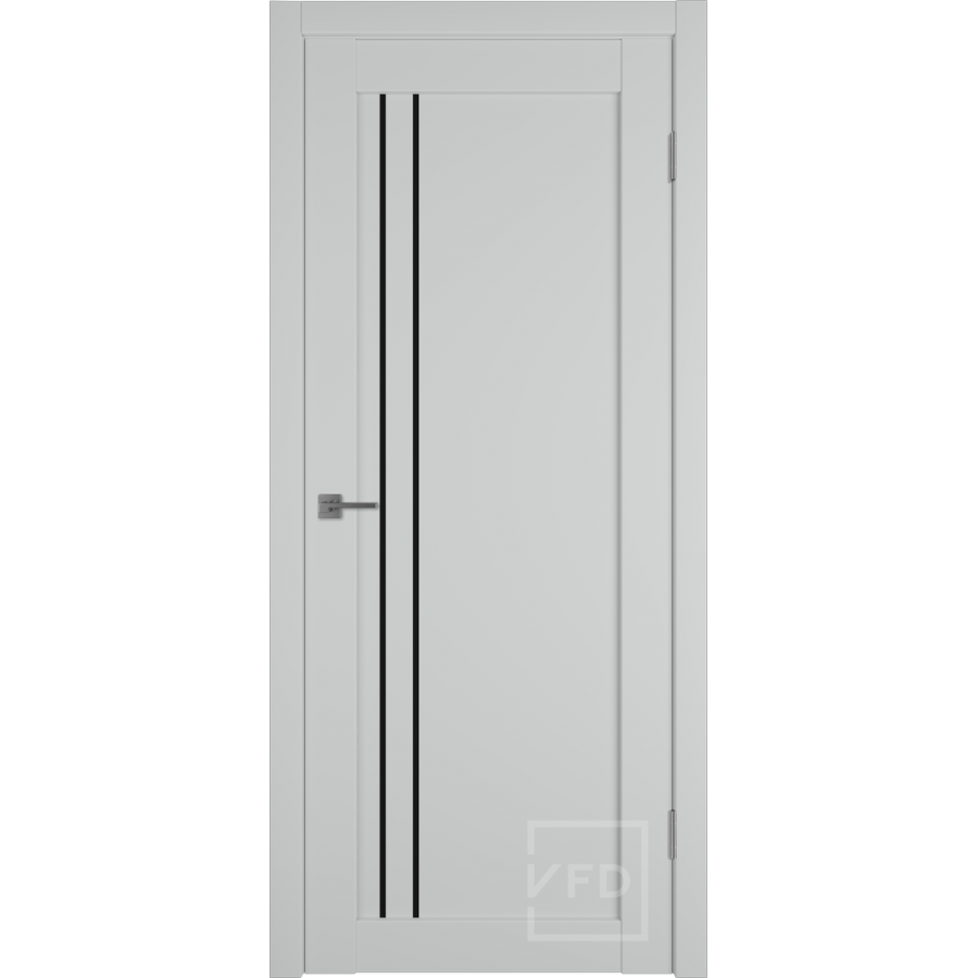 Межкомнатная дверь VFD Emalex 33  Steel  Black Gloss со стеклом Серия Emalex Modern