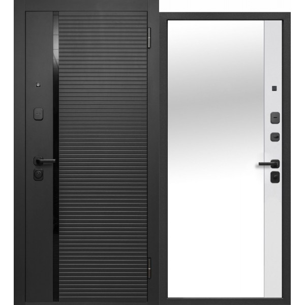 Входная дверь "Чёрное зеркало" эмалит белый