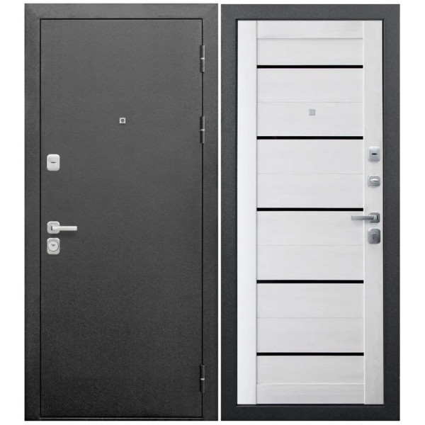 Входная металлическая дверь 9 см Серебро Ривьера айс Царга