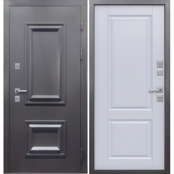 Входная дверь металлическая Протерма Багет букле антацит Велюр белый софт ТЕРМОРАЗРЫВ
