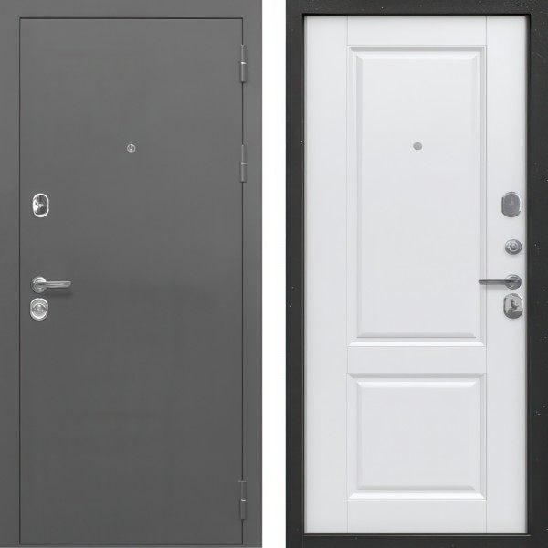 Входная дверь металлическая Протерма Серебро белый матовый ТЕРМОРАЗРЫВ